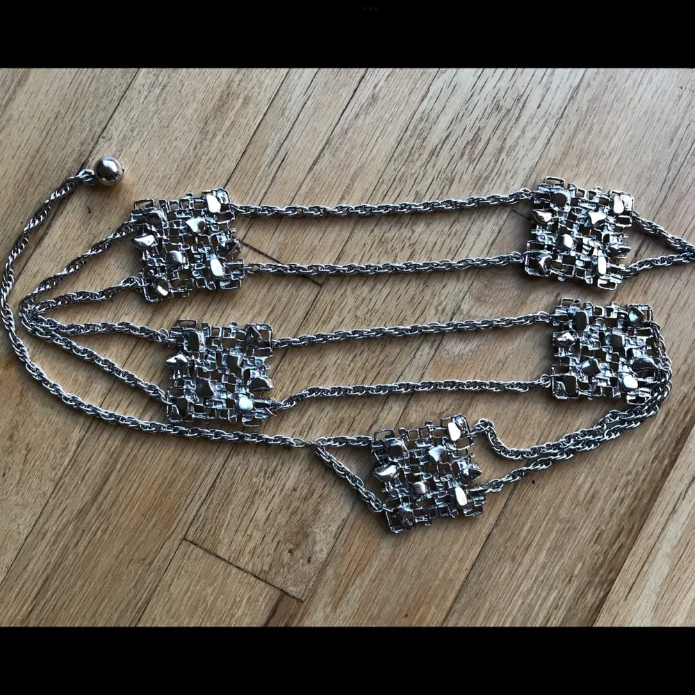 CELEBRITY NY Brutalist MCM Silver-Toned Waist Chain/Belt Adjustable - Picture 1 of 6